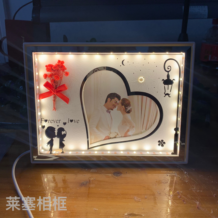 Oval LED light, USB interface, creative decorative items, home decoration handicrafts, single-color, dual-color, seven-color light, photo frame Item Picture