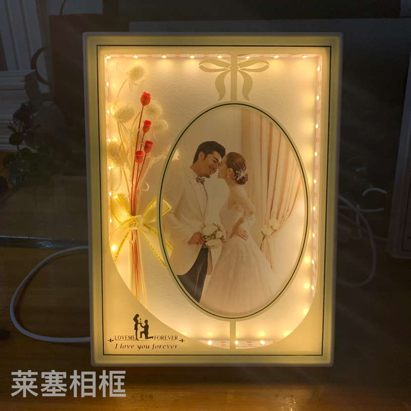 Oval LED light, USB interface, creative decorative items, home decoration handicrafts, single-color, dual-color, seven-color light, photo frame