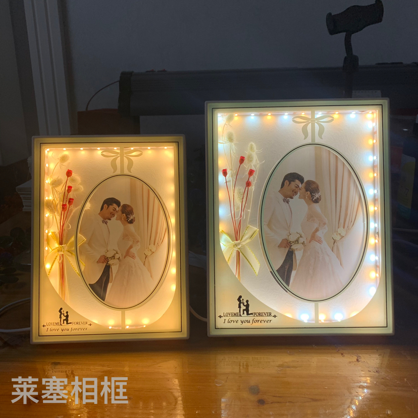 Oval LED light, USB interface, creative decorative items, home decoration handicrafts, single-color, dual-color, seven-color light, photo frame Specification image
