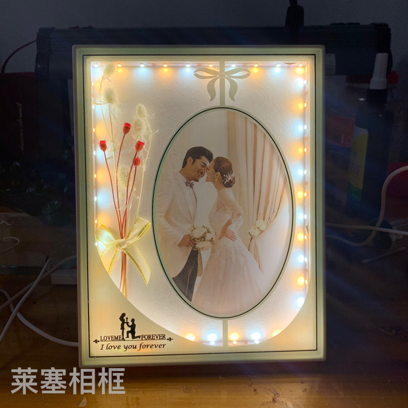 Oval LED light, USB interface, creative decorative items, home decoration handicrafts, single-color, dual-color, seven-color light, photo frame details Picture