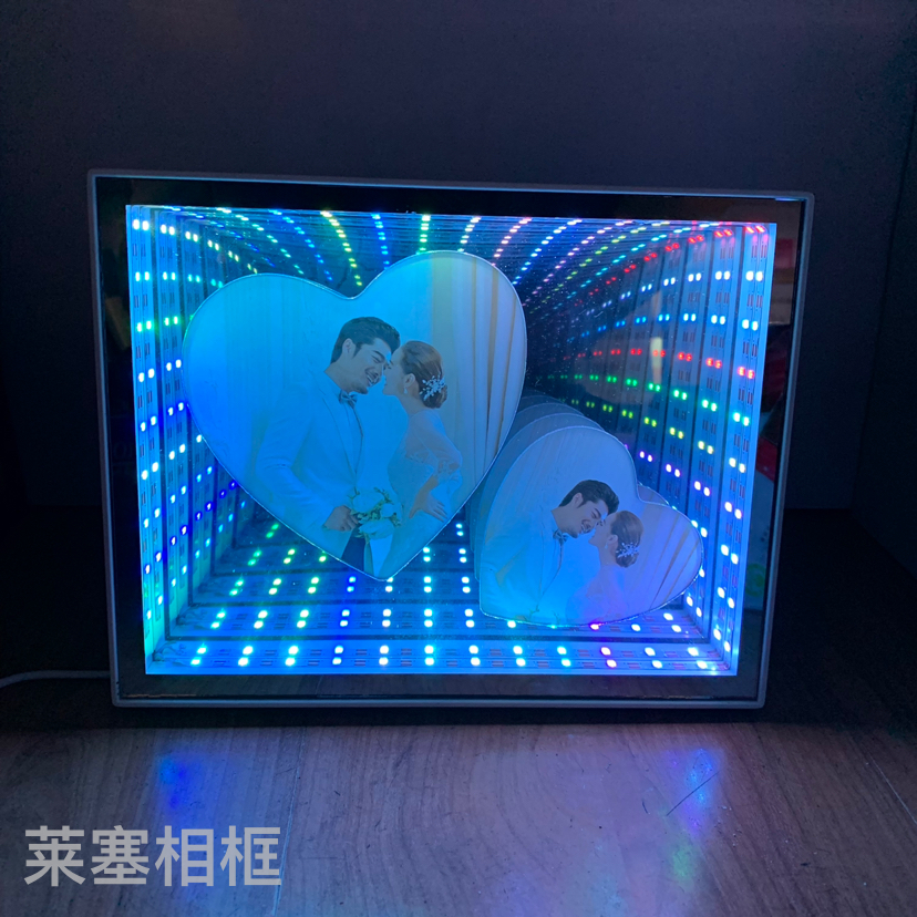 Colorful double-core LED lights, USB interface, creative decorative items, home decoration handicrafts, mirrors with lights, photo frames Item Picture