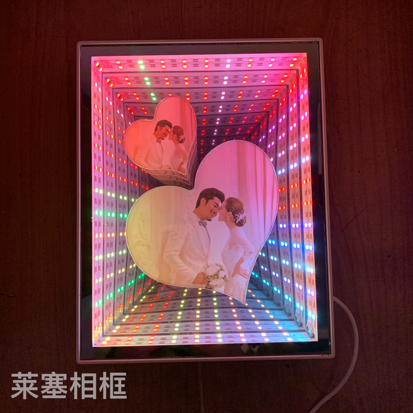 Seven-color 3D coated double-core LED lights, USB interface creative decorative items, home decoration handicrafts, bedside lamps, photo frames details Picture