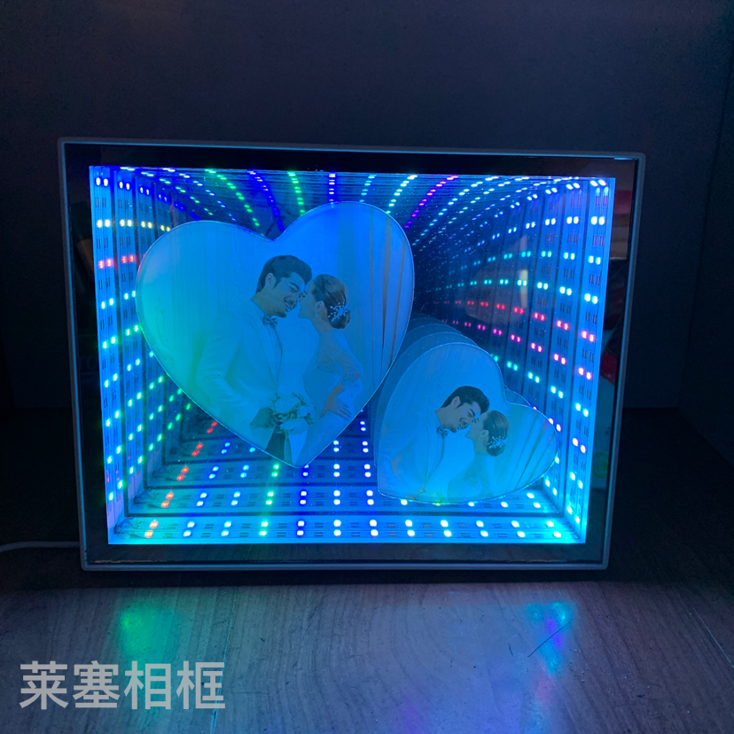 Colorful double-core LED lights, USB interface, creative decorative items, home decoration handicrafts, mirrors with lights, photo frames Specification image