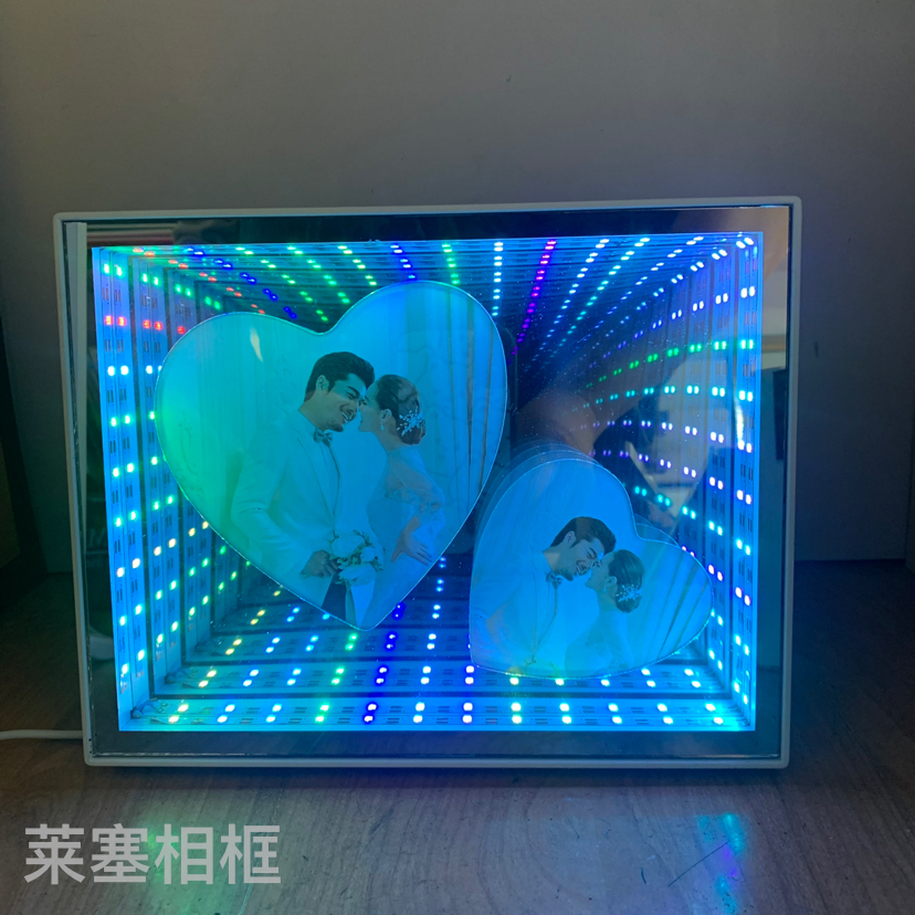 Colorful double-core LED lights, USB interface, creative decorative items, home decoration handicrafts, mirrors with lights, photo frames
