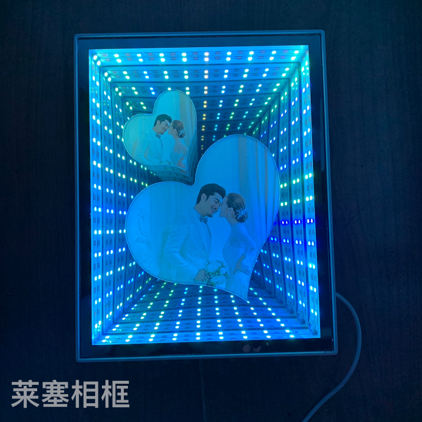 Seven-color 3D coated double-core LED lights, USB interface creative decorative items, home decoration handicrafts, bedside lamps, photo frames Item Picture