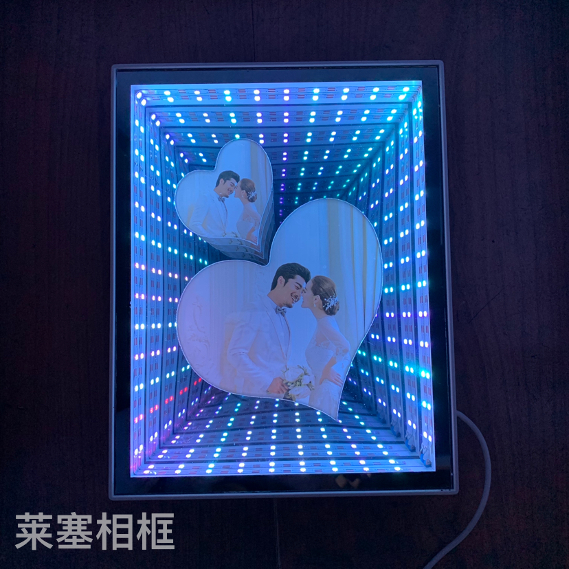 Seven-color 3D coated double-core LED lights, USB interface creative decorative items, home decoration handicrafts, bedside lamps, photo frames