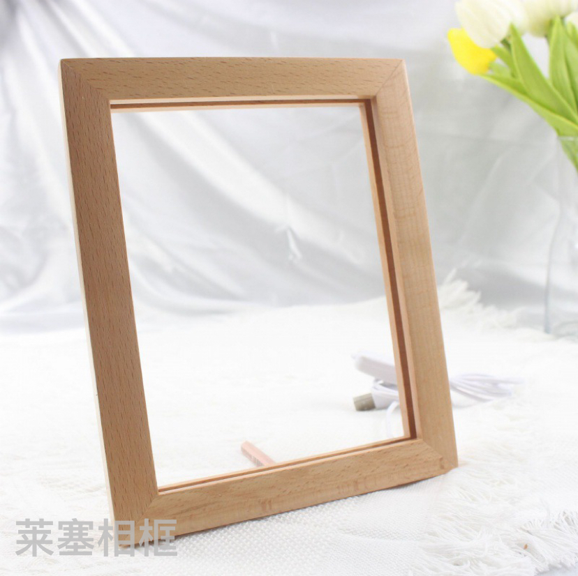 Beech wood acrylic single-color warm light creative decorative item, home decoration handicraft with light, photo frame