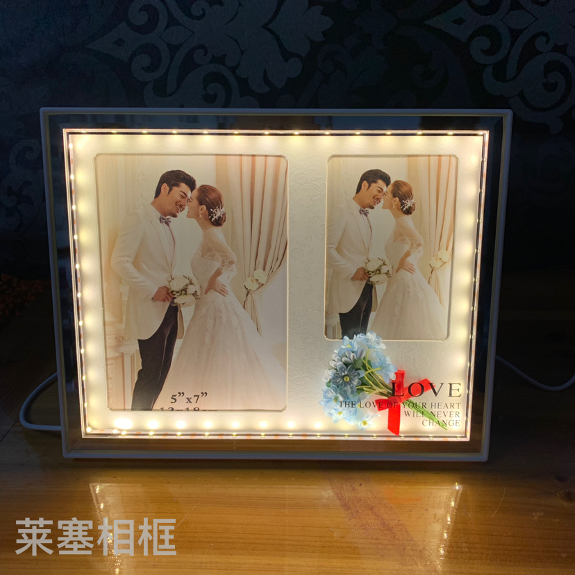 Pink small flower Led lamp, USB interface, creative decorative item, home decoration handicraft, bedroom bedside lamp, photo frame Item Picture