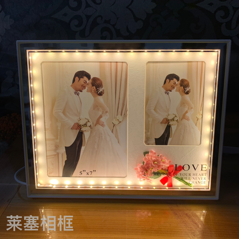 Pink small flower Led lamp, USB interface, creative decorative item, home decoration handicraft, bedroom bedside lamp, photo frame