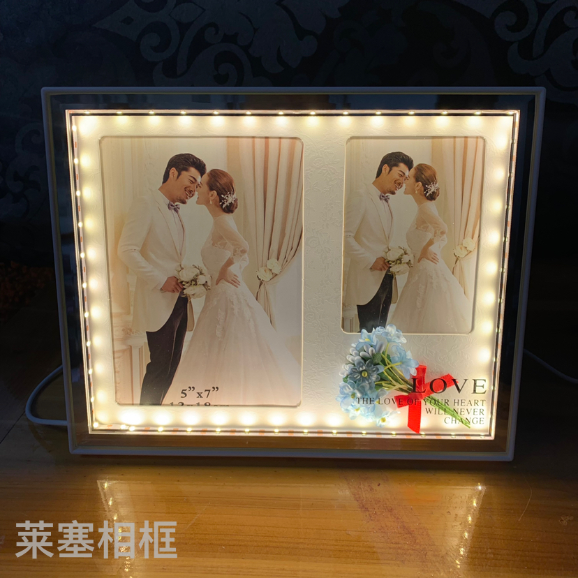 Pink small flower Led lamp, USB interface, creative decorative item, home decoration handicraft, bedroom bedside lamp, photo frame Specification image