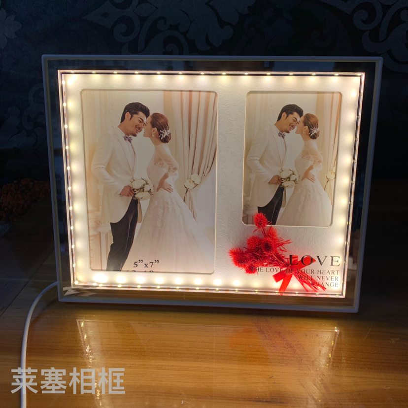 Red flower Led lamp, USB interface, creative decorative item, home decoration handicraft, bedroom bedside lamp, photo frame Specification image