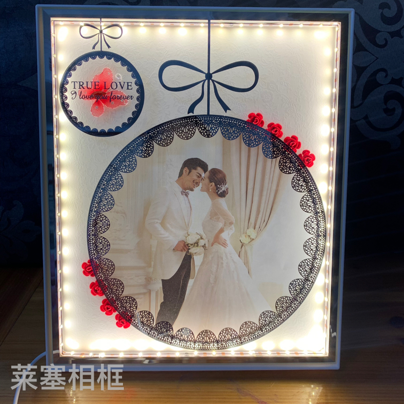 Butterfly-shaped round LED lamp, USB interface, creative decorative item, home decoration handicraft, bedroom bedside lamp, photo frame details Picture