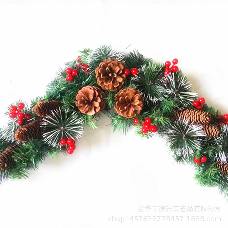 Desheng Factory supplies scene decoration PVC pine needle decoration, moon-hung ox horn door plate, Christmas hanging ornaments and other DIY items Item Picture