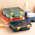 INS网红塑料饭盒便当盒食堂分格餐盘学生微波炉成人办公室午餐盒