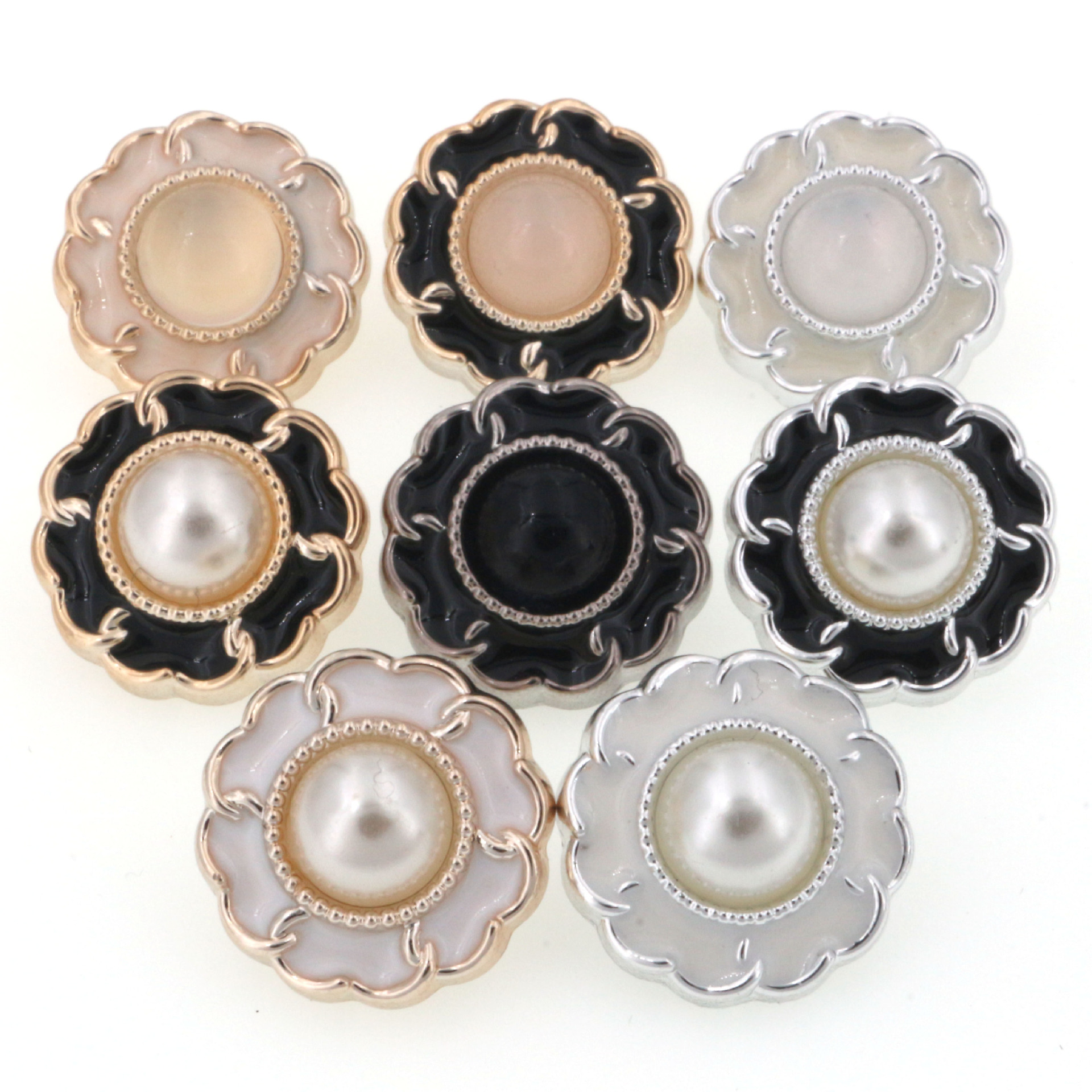 Electroplated color round small fragrance high light pearl coat coat plastic high button wholesale full figure