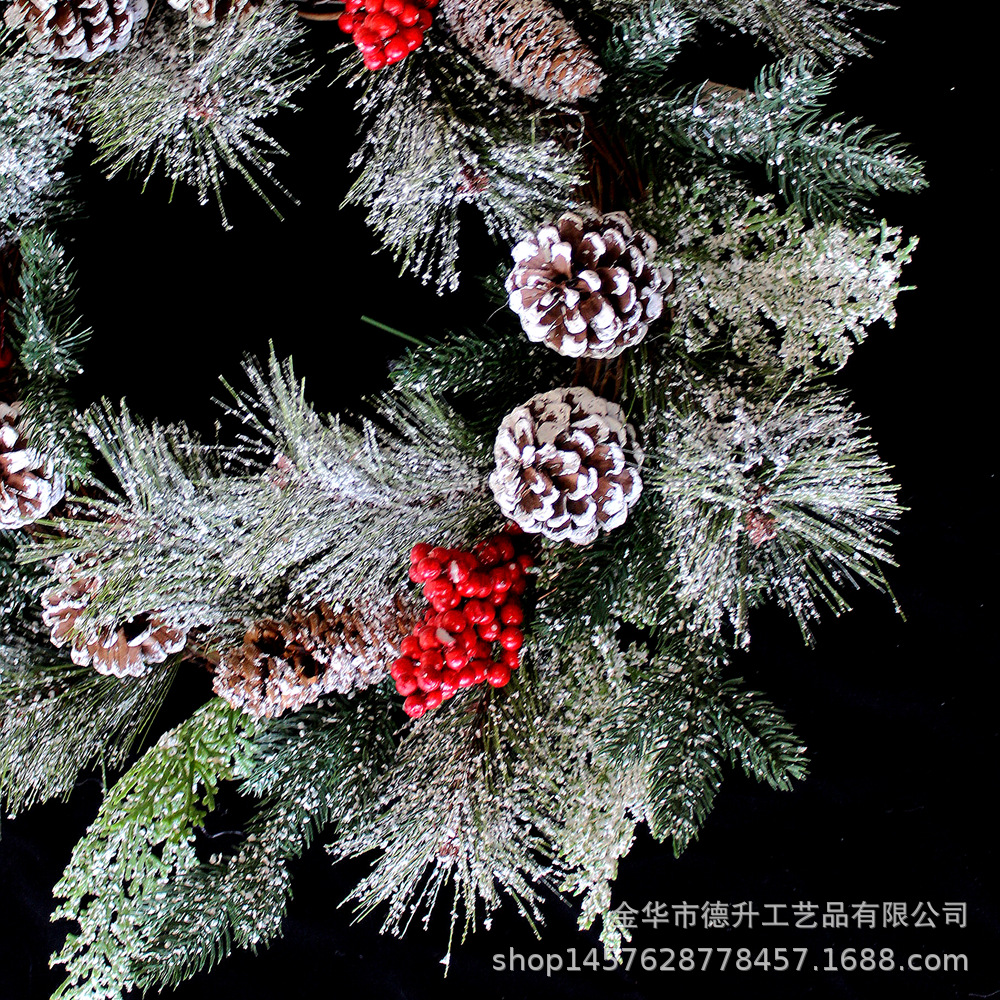 Desheng 2022 Amazon Christmas Decorations: Pine needles, pinecones, red nuts, snow powder, real vine garlands, and vines details Picture