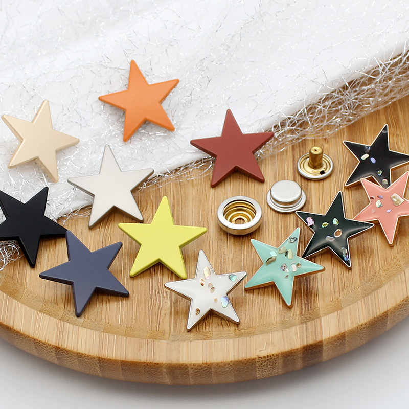 Women's coats, mother-and-child buttons, down jackets, overcoats, windbreakers, snap buttons, decorative buttons, colorful five-pointed stars, metal four-button buttons