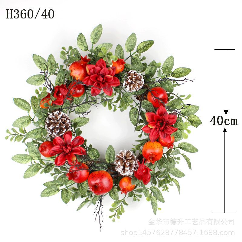 Desheng 2022 simulated pomegranate flower wreath for moving into a new home, wall decoration, household door hanging and living room decoration details Picture