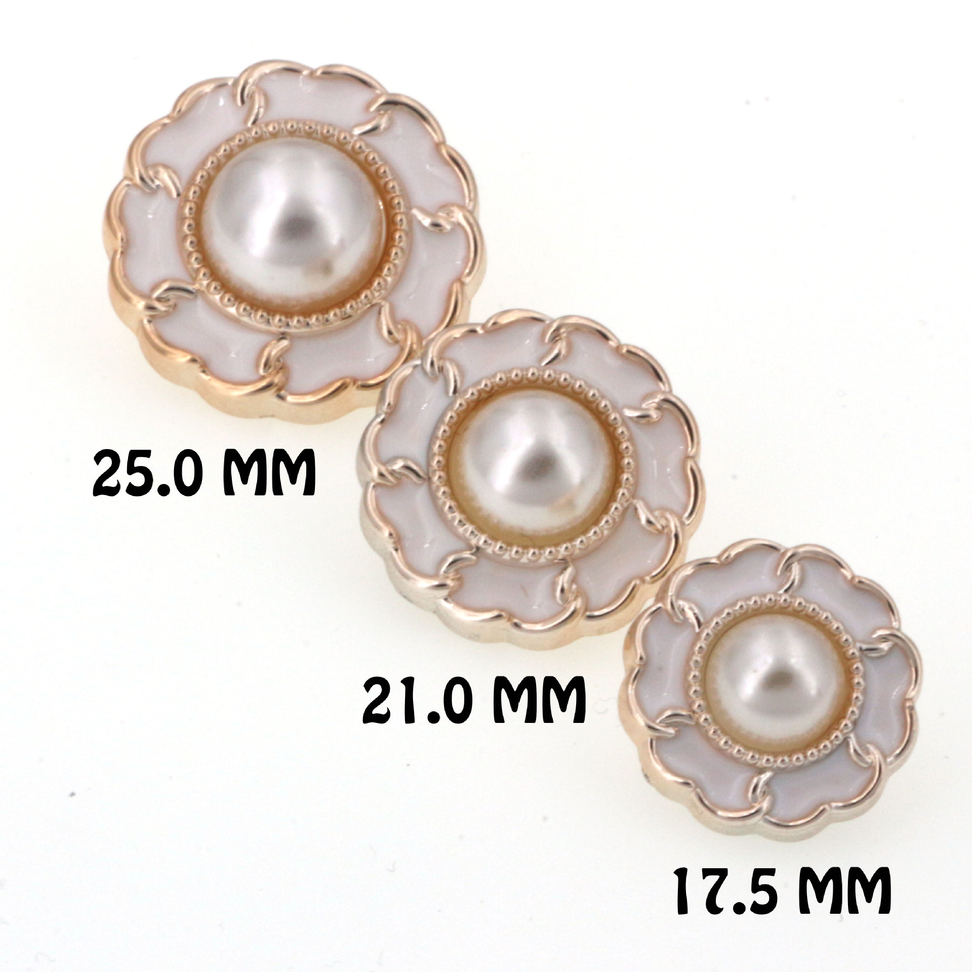 Electroplated color round small fragrance high light pearl coat coat plastic high button wholesale Specification drawing