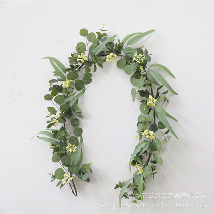 Desheng 2021 Cross-border E-commerce Amazon Spring Color Eucalyptus Leaf Green Fruit Vine Decoration Factory Wholesale