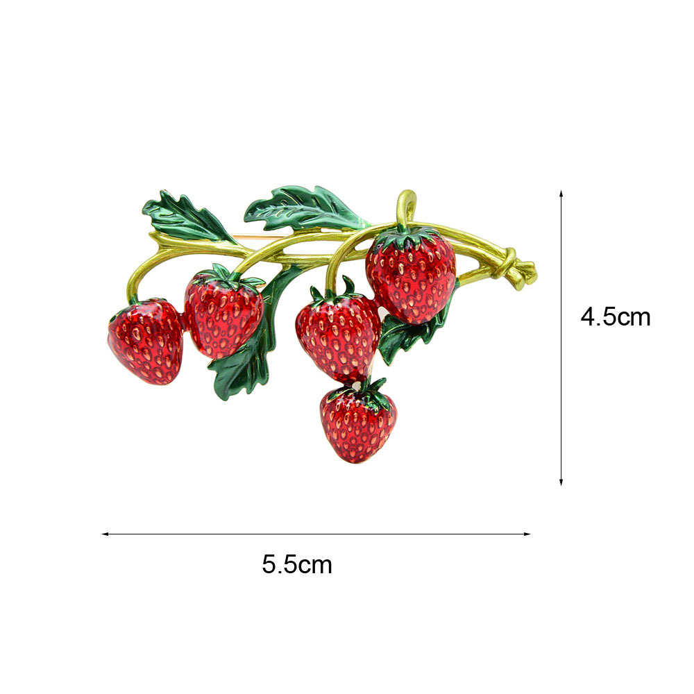 Fashionable oil painting, enamel strawberry brooch, fruit pin, cross-border fresh and delicate accessories for women details Picture