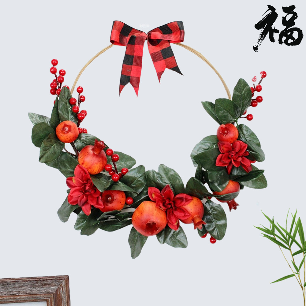 Simulated pomegranate pendants for indoor Spring Festival and New Year decoration in the living room. New office decoration for welcoming the spring details Picture