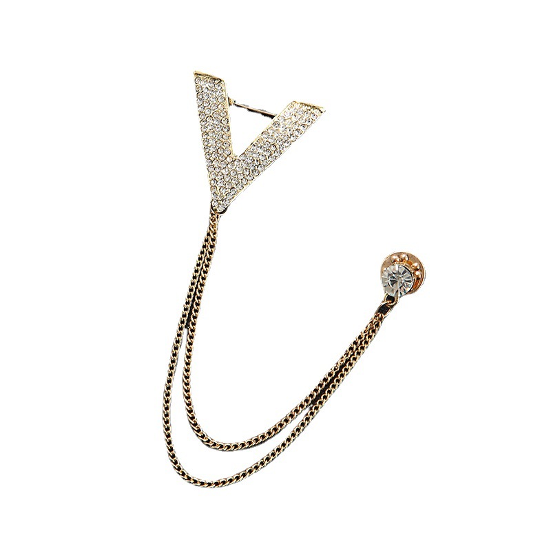 A simple and diamond-encrusted accessory men's suit with an eagle brooch, guitar and Korean chain brooch Item Picture
