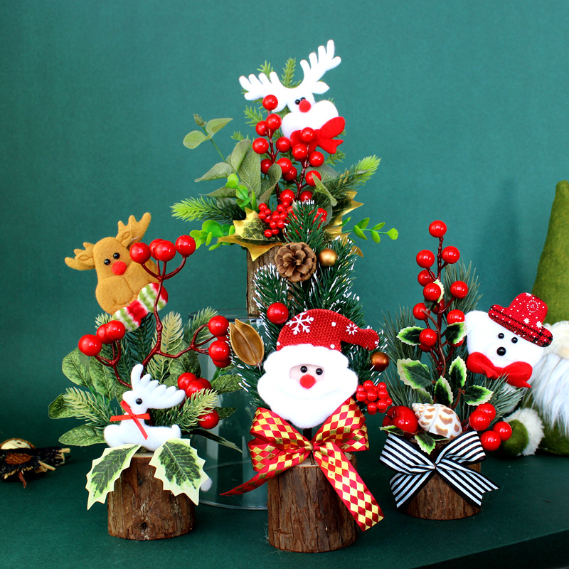 圣诞树桌面摆设可爱PE迷你木头圣诞节礼物用品圣诞树装饰摆件批发
