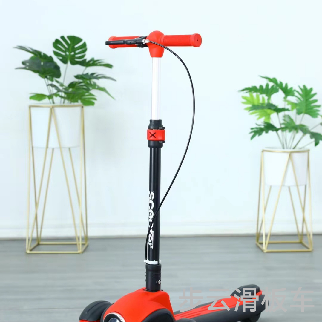 Children's large scooters with brakes, large wheels, front and rear wheels, searchlights, and one-click folding Specification image