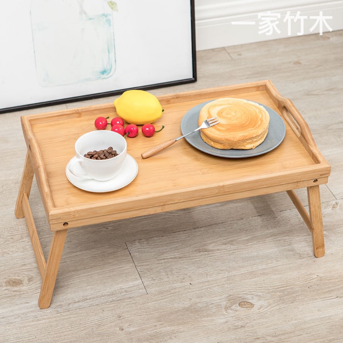 Lazy person folding table, multi-functional bamboo tray, home bedroom wooden tray, bamboo simple computer small table wholesale Specification image