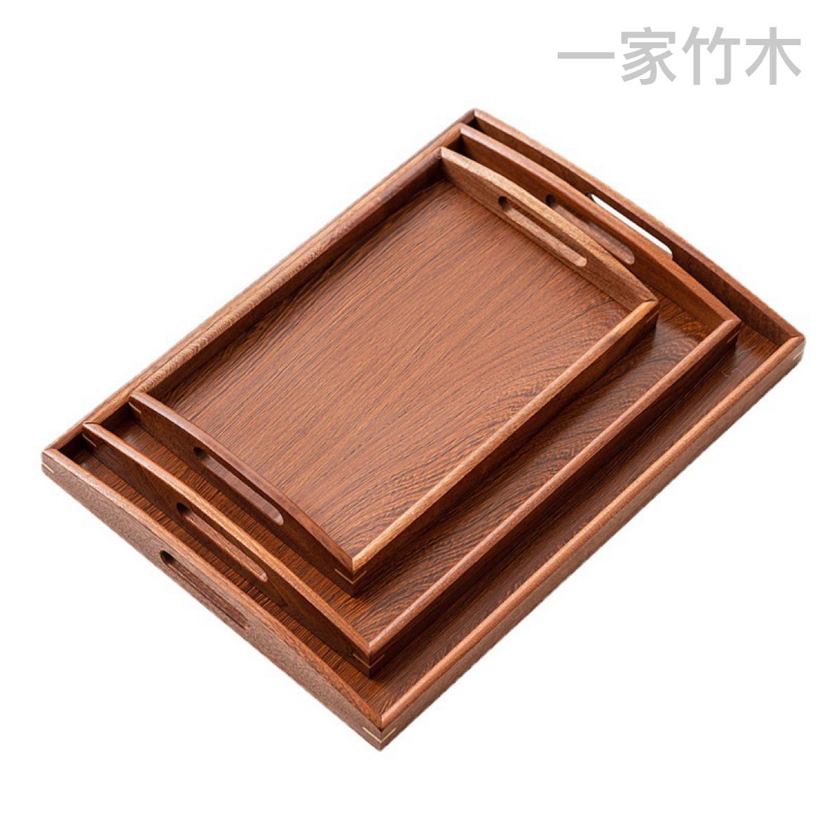 Ebony right-angle tea set tray, modern Chinese small tea tray, rectangular handle tea tray, home and hotel tea tray Item Picture