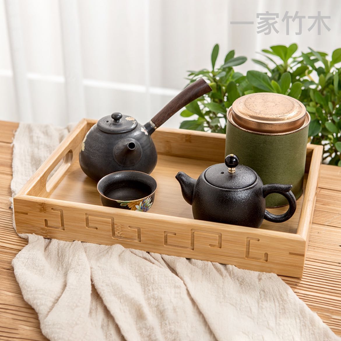 Swastika Bamboo saucer tray Square wholesale Insulated Solid wood tray fruit bread tray household tea set tea tray full figure