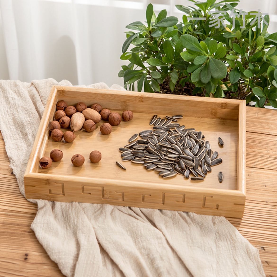 Swastika Bamboo saucer tray Square wholesale Insulated Solid wood tray fruit bread tray household tea set tea tray details Picture