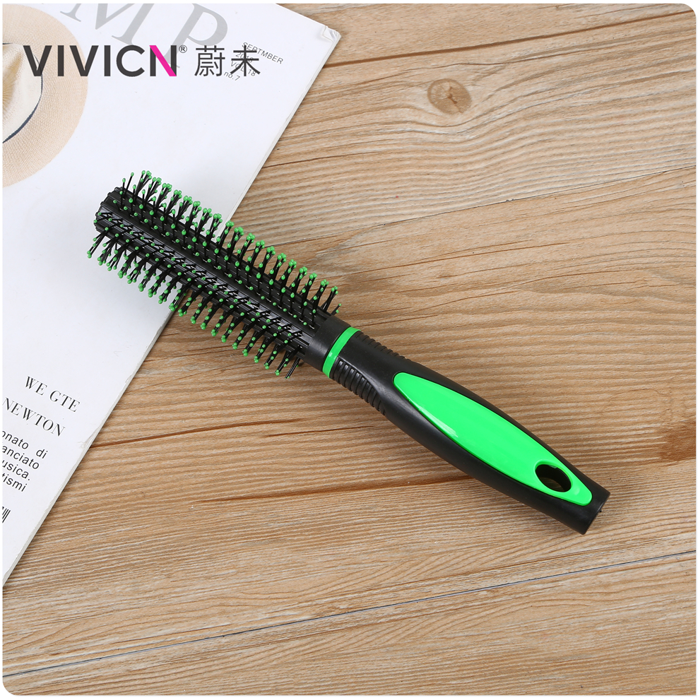 【 Weiwei 】 Curly hair comb with inner buckle for home use, styling comb, salon head comb, cylindrical curly comb, anti-static rolling comb Item Picture
