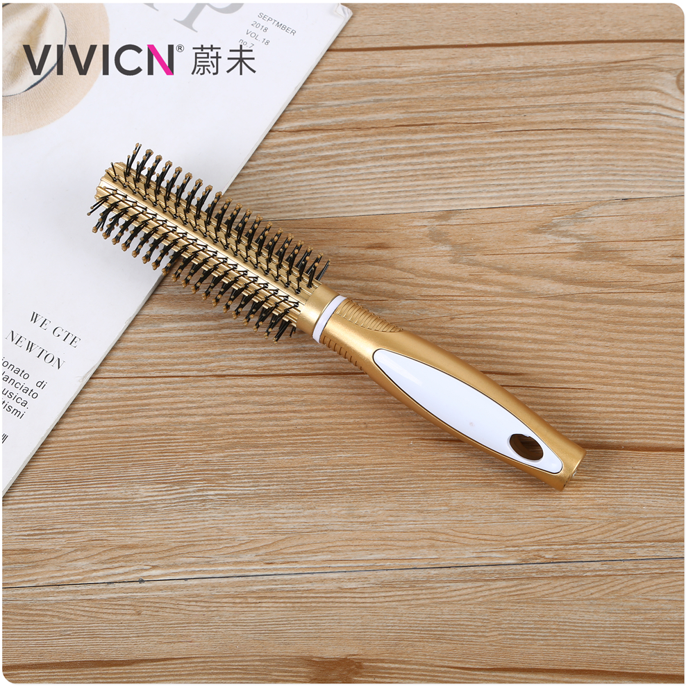【 Weiwei 】 Curly hair comb for women, long hair comb for home use, inner button straightening hair dryer, large cylindrical roller comb Item Picture
