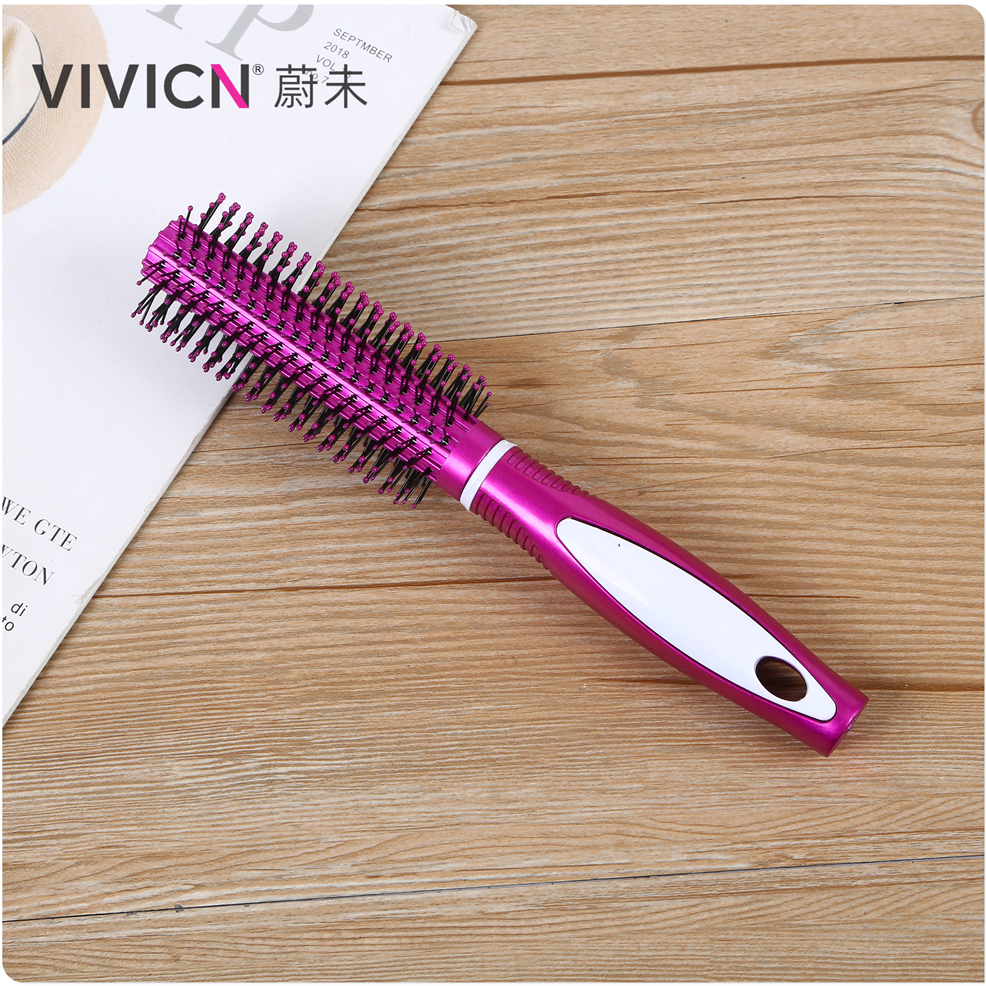 【 Weiwei 】 Curly hair comb for women, long hair comb for home use, inner button straightening hair dryer, large cylindrical roller comb Specification image