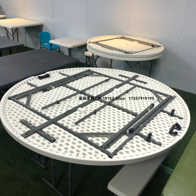 HDPE可收折叠圆桌餐桌家用圆形塑料大圆台园桌面椅餐桌拆叠桌子 Application Scenario