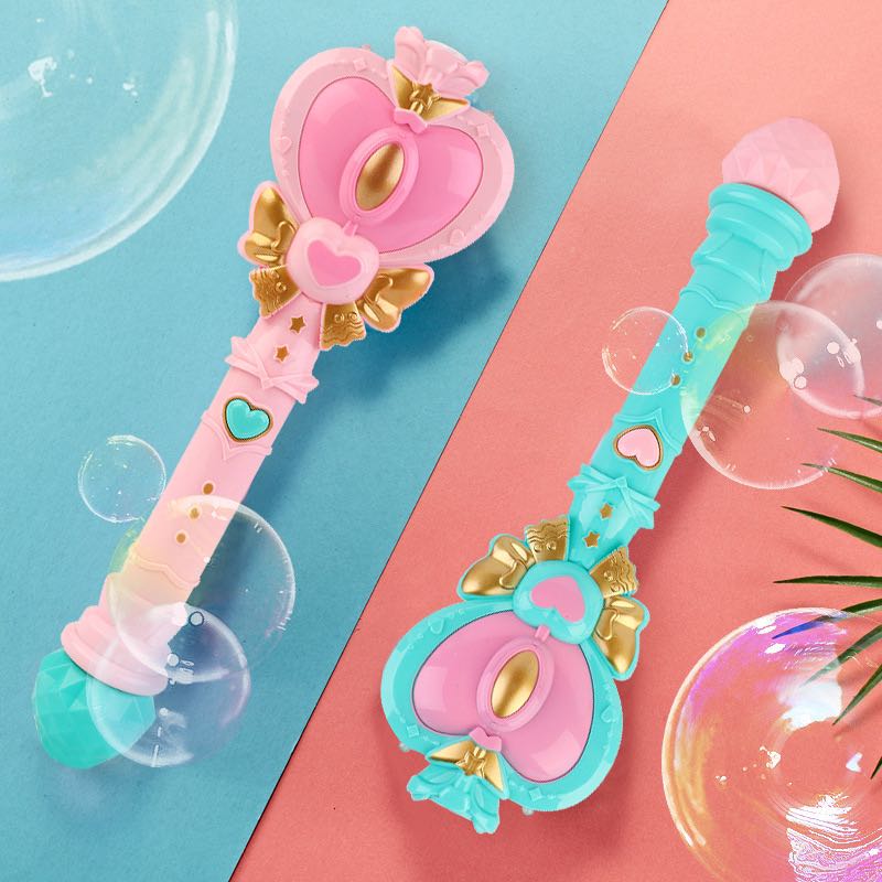 Heart-shaped bubble machine, children's handheld electric bubble stick toy, girls' fairy wand, magic wand, Internet celebrity, play during the Spring Festival Specification image