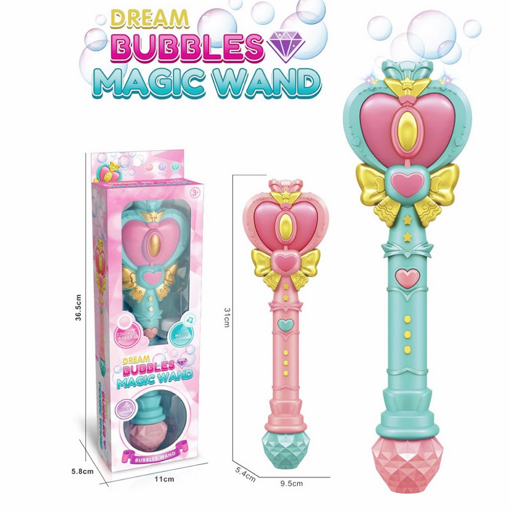 Heart-shaped bubble machine, children's handheld electric bubble stick toy, girls' fairy wand, magic wand, Internet celebrity, play during the Spring Festival details Picture