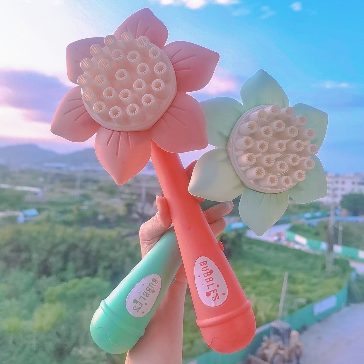 抖音同款向日葵花洒泡泡机23孔网红加特林泡泡枪泡泡水棒一件代发