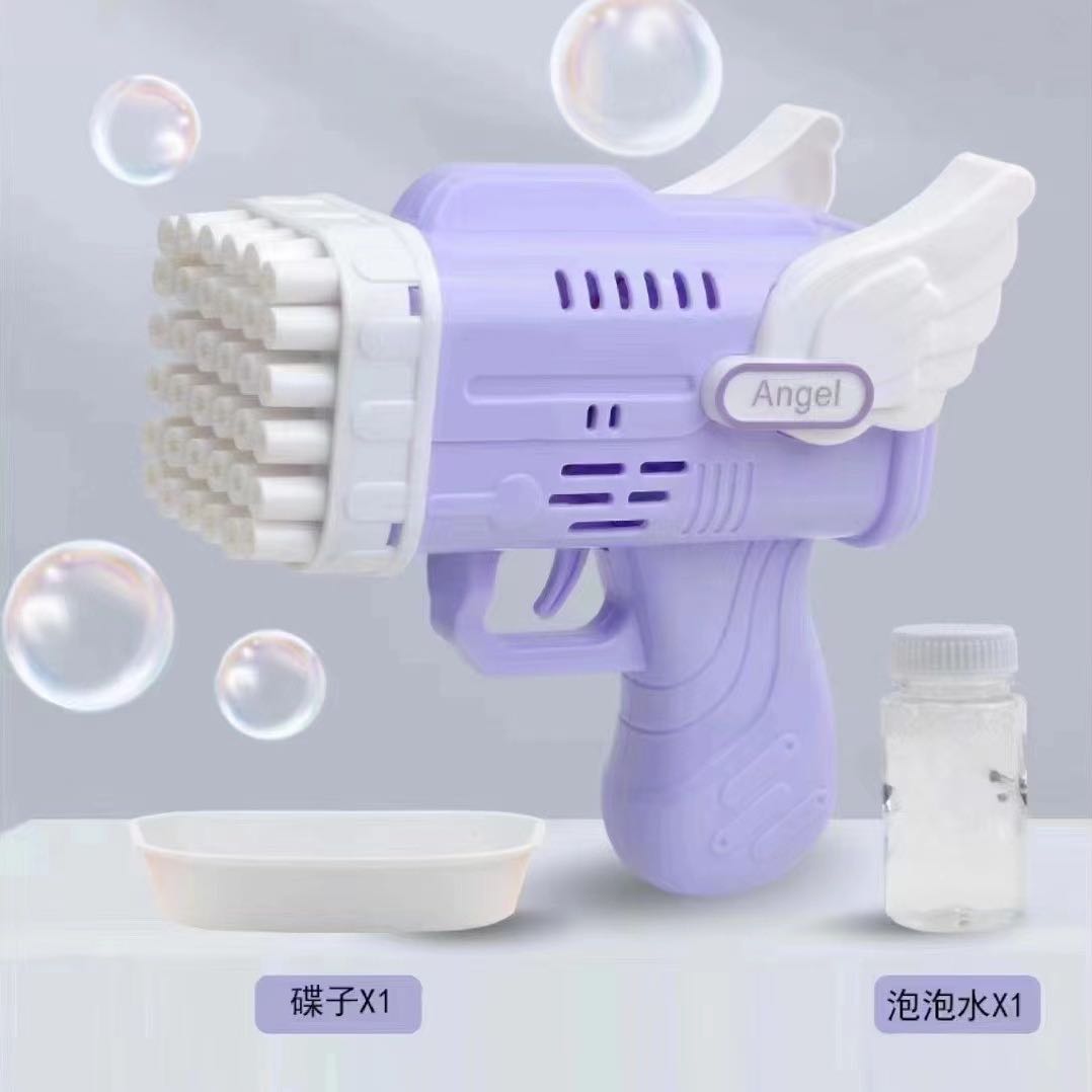 Angel Bubble Machine, children's fully automatic bubble toy, 42-hole Gatling bubble gun, street stall toy wholesale Item Picture
