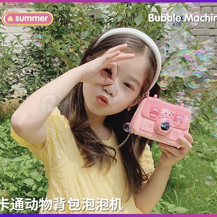Nueva llegada niños máquina de burbujas girly heart ins influencer burst modelo eléctrico de mano totalmente automático burbuja blow cámara juguete Item Picture