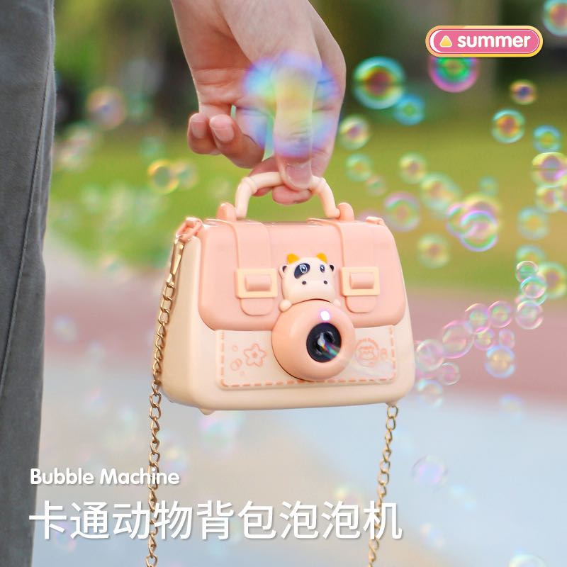 Nueva llegada niños máquina de burbujas girly heart ins influencer burst modelo eléctrico de mano totalmente automático burbuja blow cámara juguete details Picture
