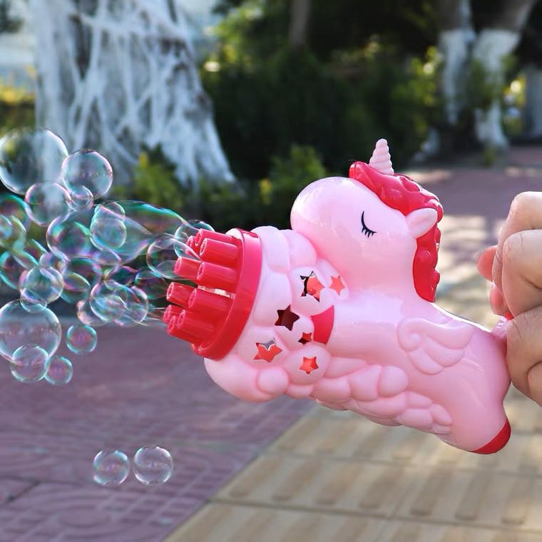 Wholesale of internet-famous unicorn bubble machines, Gatling bubble guns, Douyin's same style children's bubble-blowing toys at street stalls details Picture