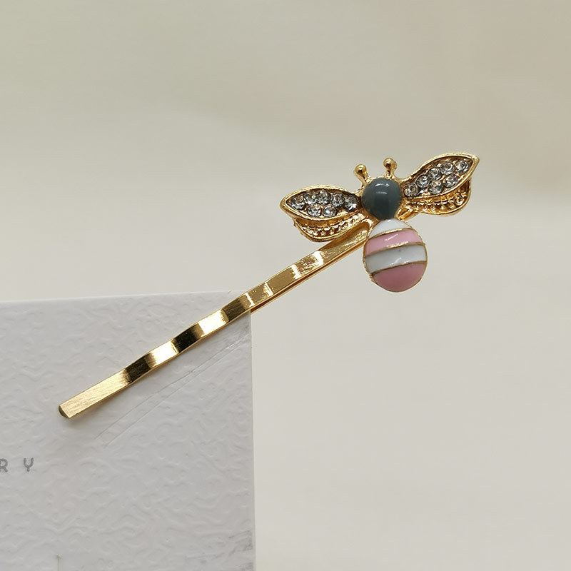 Wholesale of Korean-style hair accessories: Cute little bee hair clips, straight clips, alloy diamond-encrusted bangs clips, colorful edge clips for women pic 11