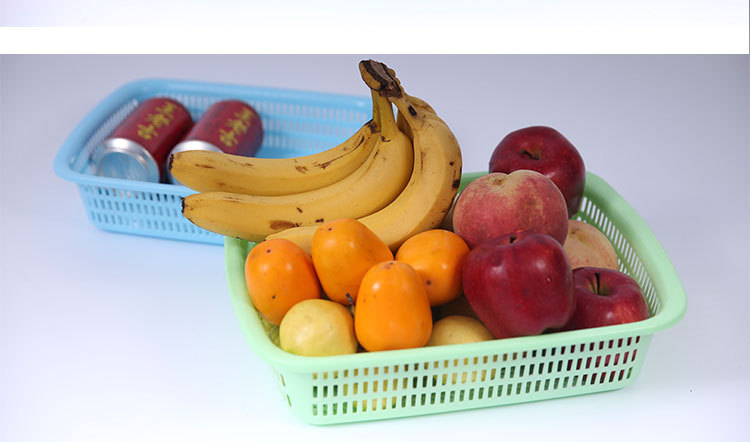 Rectangular plastic blue thickened storage basket for kindergarten toys, kitchen vegetable washing basket, small basket for supermarket classification and organization pic 8