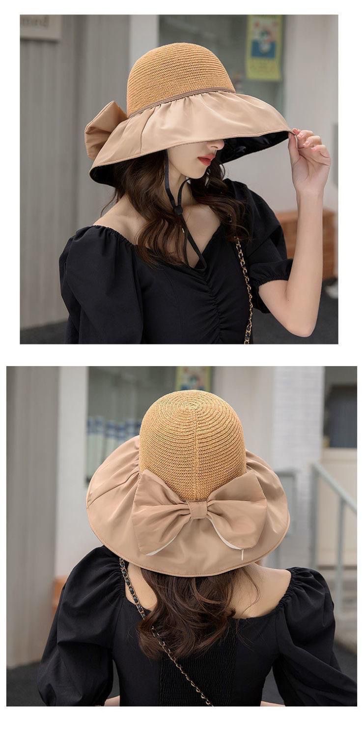 新款帽子女夏季遮阳帽可爱运动韩版防晒帽uv防晒蝴蝶结渔夫帽批发详情18
