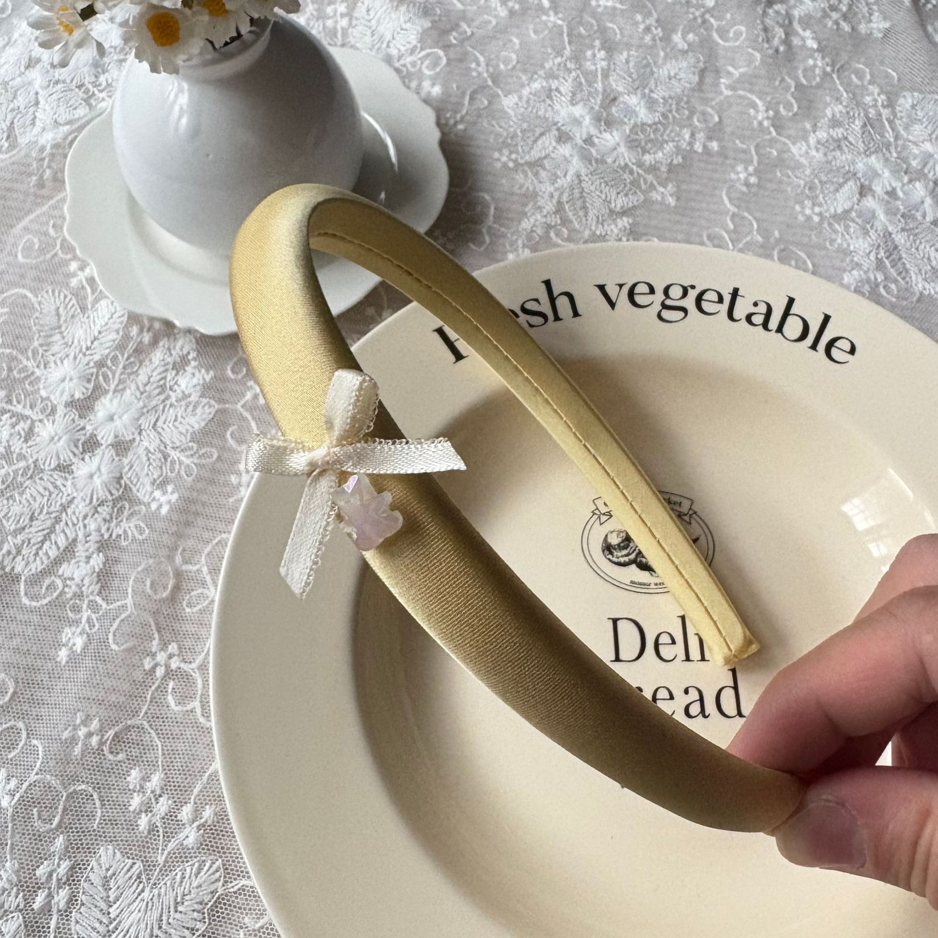 Spring new solid-color satin hair band for women, high head pressure headband, high-end and light luxury hair tie and hairpin headwear pic 46