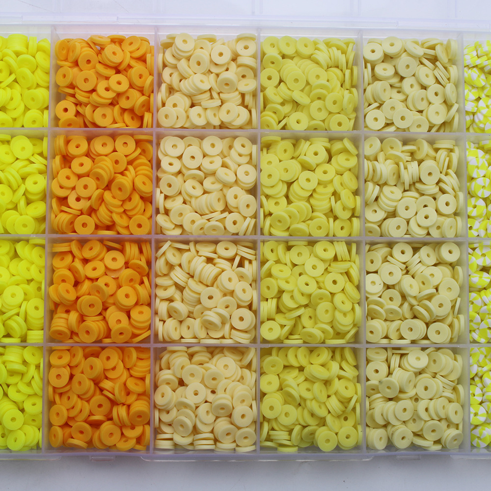 软陶片串珠渐变单色6mm 饰品DIY手链项链饰品配件24格软陶片盒装详情16