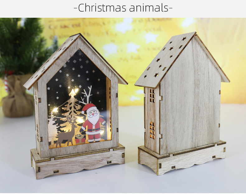 Cross-border new Christmas decorations: Glowing log cabin, Christmas house, creative Christmas gifts, tabletop ornaments pic 11